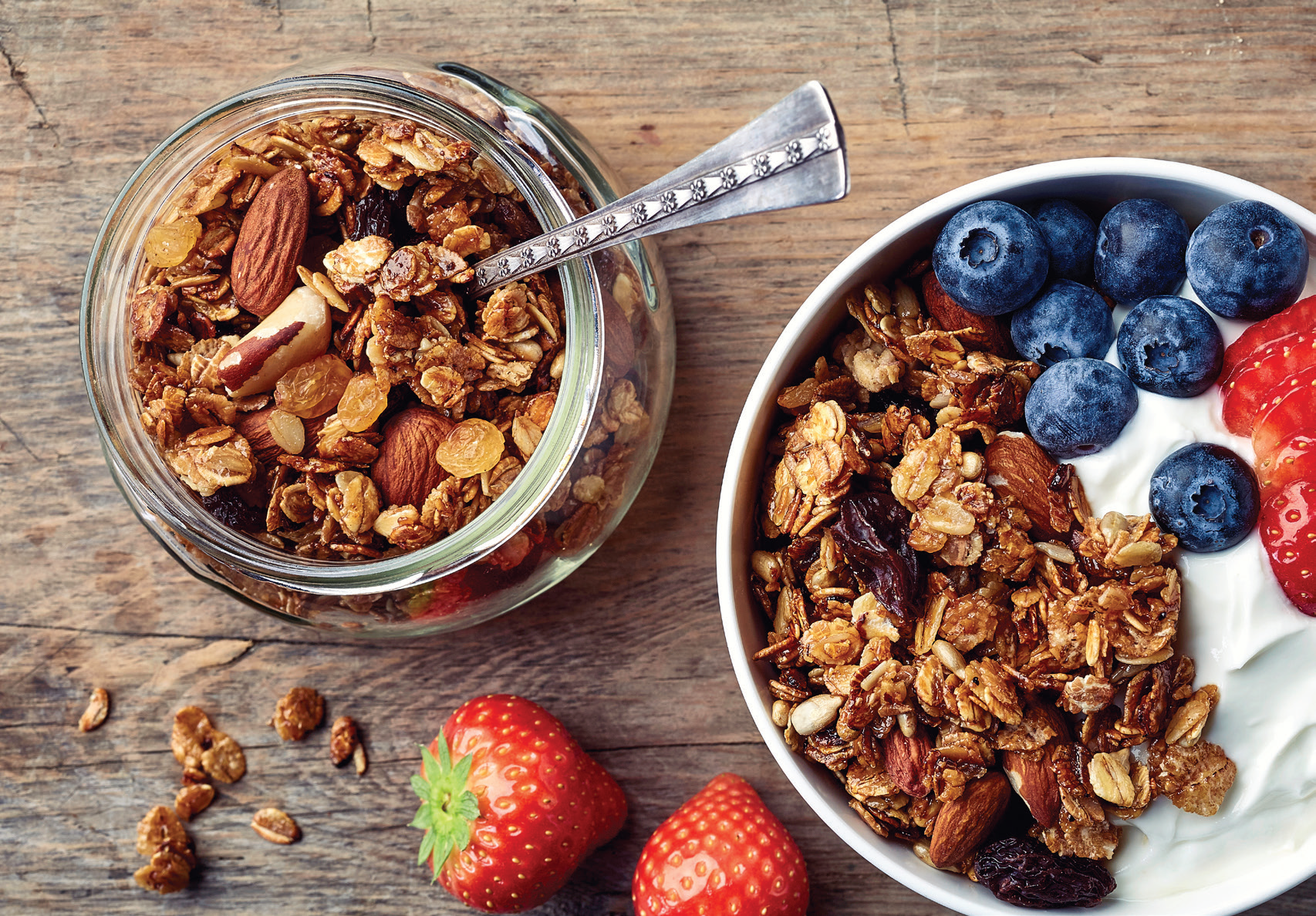 Not-Too-Sweet Granola with Fresh Berries