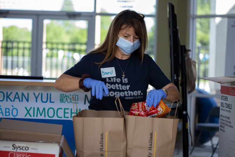 Community Support Food Packing at Blanchard Park YMCA