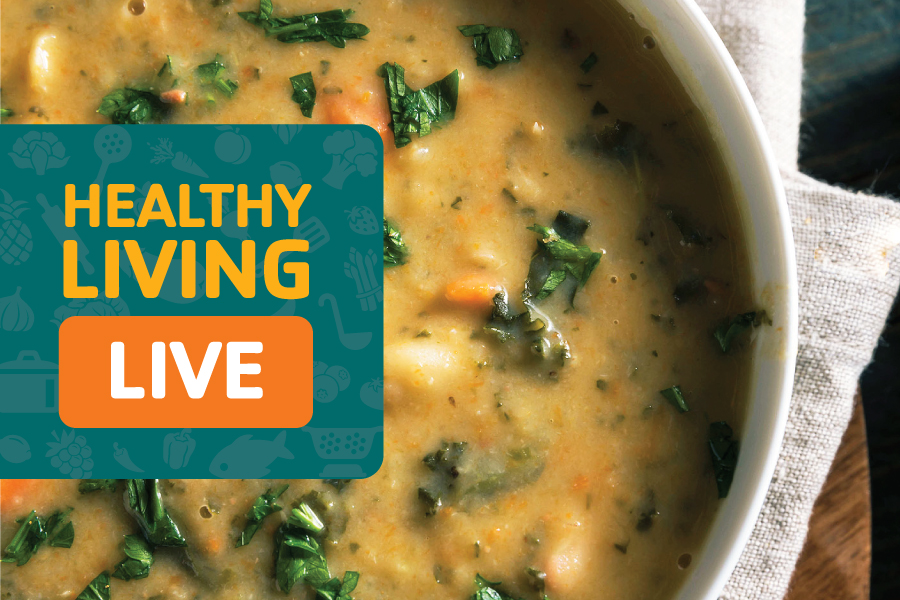 Photo of white bean and super green with the worlds Healthy Living Live over it