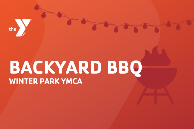 Decorative website event cover that says Backyard BBQ - Winter Park YMCA in white text over a red gradient with an illustrated grill in the background