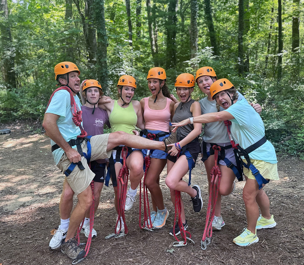 Christian Values Conference Camp kids geared up for the ropes course